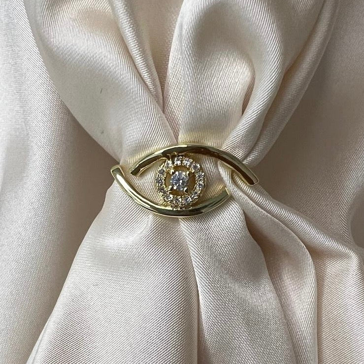 Nazar Göz Taşlı Altın Görünümlü Çelik Yüzük